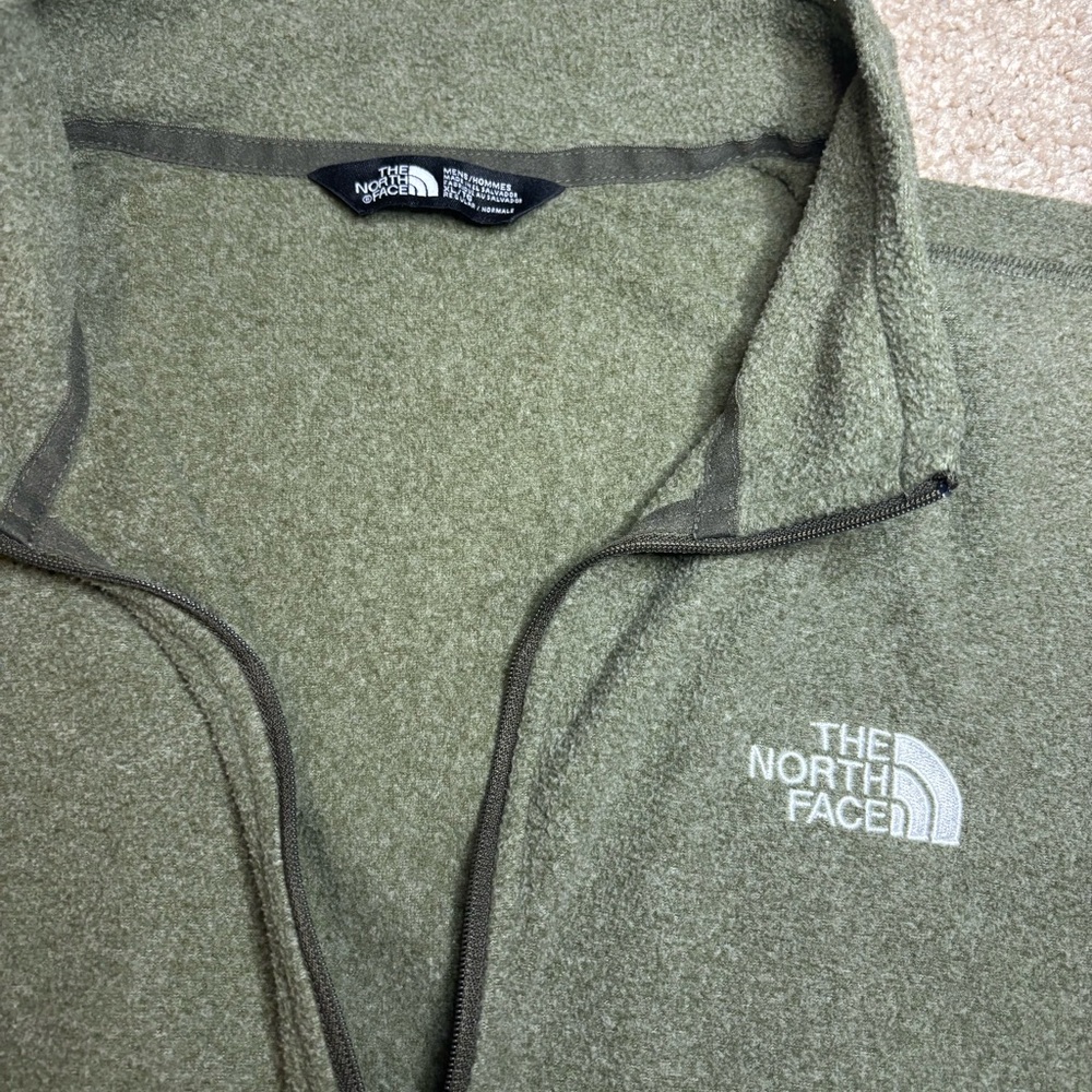 The North Face Green Zip Up Sweater with Fleece Texture